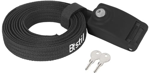 Btstil Abschließbarer Spanngurt 4m, Zurrgurt mit Eingearbeitetem 3 Stahlseil, Robustes Spanngurt mit Schloss & Schlüssel für Dachbox, Dachzelt, Motorrad, Fahrrad, Surfbretter, Kajaks (4m-Schwarz)