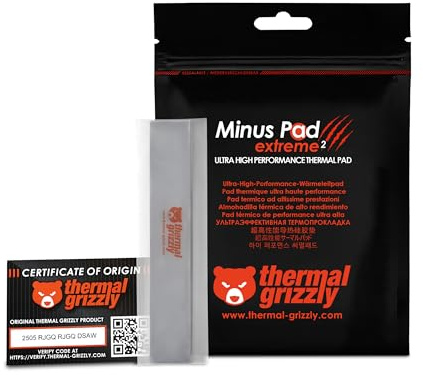Thermal Grizzly Minus Pad Extreme V2 2x 120x20x3.0 mm Thermal Pad GPU NVME | Outstanding thermal conductivity, low thermal resistance, GPU, SSD, VRAM, non-curing, non-conductive, high-end systems