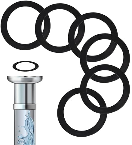 6 Stück Gummi Unterlegscheiben, Waschbecken O-Ring Dichtung 41 mm ID / 55 mm OD / 2,5 mm, Dichtungsringe für Spülbecken, Abflussrohr und Küchenspüle, Schwarz