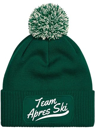 NIMAMA Mütze Beanie Team Apres Ski Strick Bommel Wintermütze Statement Lustiger Spruch Unisex Strickmütze für Herren & Damen