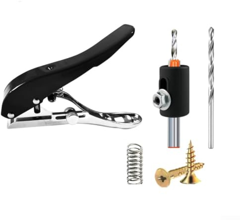 Kantenanleimm-Stanzzange mit Senkbohrer, verstellbare Tiefe, Zinklegierung, für PVC-Leder und dünne Folien, Holzbearbeitungsprojekte (schwarzer 6-mm-Aufsatz)