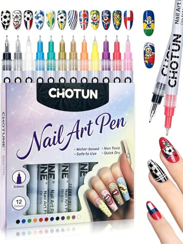 DealKits 12 Farben Nagelkunststift Set, Nagellack Stift, Nail Art Pen, DIY Linie Nagelkunst Graffiti, Graffiti-Punktierungsstift Pinsel für Nageldesign, Schönheit, Schmuck