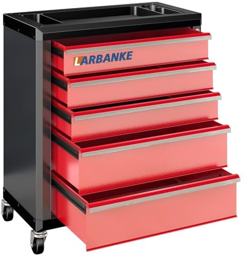 LARBANKE 5 Drawer Rolling Tool Chest with Wheels&Lock,24.6“W×13“D×25.4”H