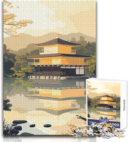 Puzzle Adulte Reflets du Pavillon d'or 1000 pièces, Jeu éducatif et Stimulant, idéal comme Cadeau Original et touchant Dimensions:50x75cm