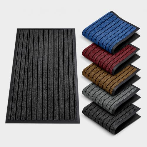 BedLooms Black Door Mats Indoor & Outdoor – (40cm x 60cm) Washable Non-Slippery Heavy Duty Doormats - Stylish & Large Rubber Mat - Perfect Dust Grabbing Floor Mats