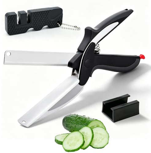 2 in 1 Kitchen Scissors for Food with Cutting Board, Safety Lock