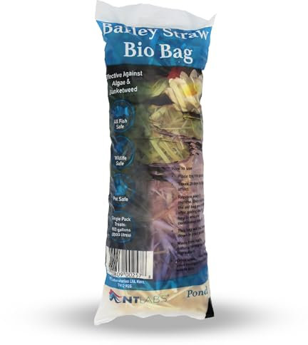 NT Labs Pond Barley Straw Bio Bags, Barley Straw Pouches, Controls Green Water in Ponds, Natural Blanketweed Control, Compostable Barley Straw Bag (Bio Bag Single Pack)