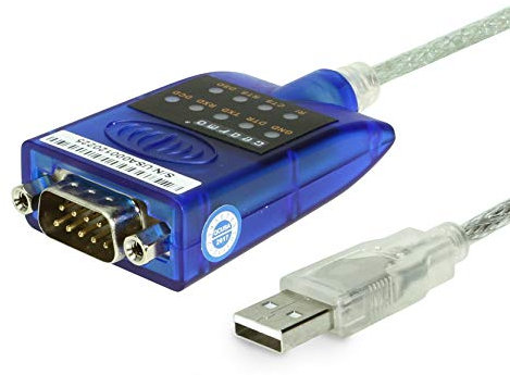 Gearmo Adaptador USB a Serie RS-232 con Indicadores LED, chipset FTDI, Compatible con Windows 11/10/8.1/8/7/, Mac OS X 10.6 y Superior