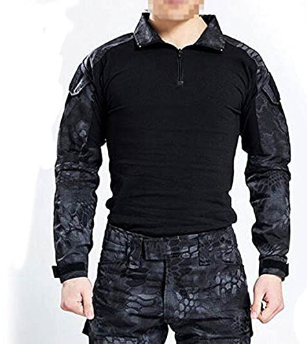 ATAIRSOFT Herren BDU Shooting Combat Langarm Camo Shirt mit Ellbogenschützern für Taktische Militärarmee Airsoft Paintball