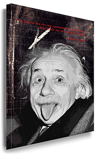 Julia-Art Leinwandbilder - Albert Einstein Bild 1 teilig - 40 mal 30 cm Leinwand auf Rahmen - sofort aufhängbar Wandbild XXL - Kunstdrucke QN04-1