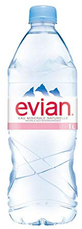 Lot de 6 bouteilles d'eau Evian naturel 1000 ml. PET