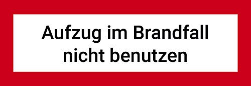 LabelDay Aufkleber Aufzug im Brandfall nicht benutzen (1 St., 15x5cm) mit UV-Schutz, Rot, Einfarbig