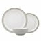 Denby - Elements - Vajilla gris claro para 4 – Juego de vajilla de cerámica de 12 piezas – Apto para lavavajillas y microondas – 4 platos llanos, 4 platos medianos, 4 cuencos de cereales