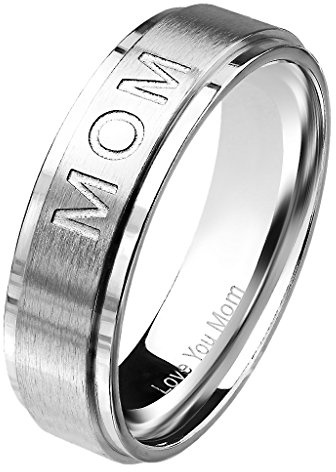 Mianova Band Ring Edelstahl mit I love you Mom oder I love you Dad Gravur