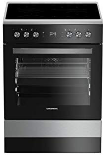 GRUNDIG Standherd mit Glaskeramikkochfeld GFBM23420XC / 8 Heizarten / 2-fach Teleskopauszug / Glaskeramikkochfeld mit Zweikreis- und Bräterzone / 72 l Nutzvolumen / Energieeffizienzklasse A