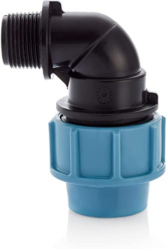 MDPE PE PE Wasserrohrbogen Kunststoff Kompression Reduzierstück Fitting 90 Grad 1/2 Zoll AG 20 mm Adapter