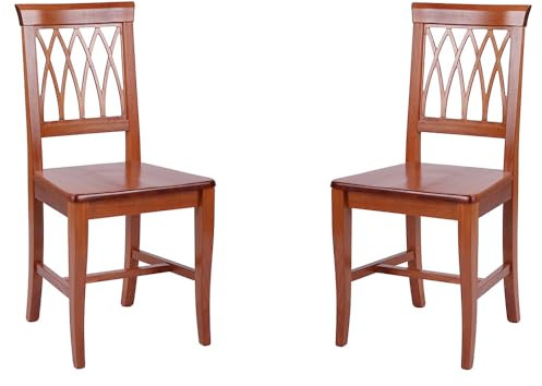 Liberoshopping Sedie Cucina in Legno faggio massello Stile Classico 45x40xH93 cm Treccia Set da 2 Pezzi (Ciliegio)