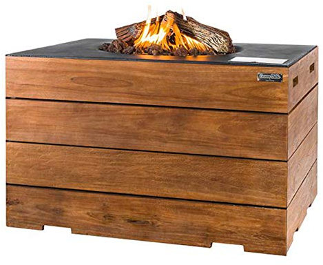 Happy Cocooning Mania Feuertisch Lounge&Dining 19,5 kW rechteckig 107x80x67,5 cm Teakholz/schwarz