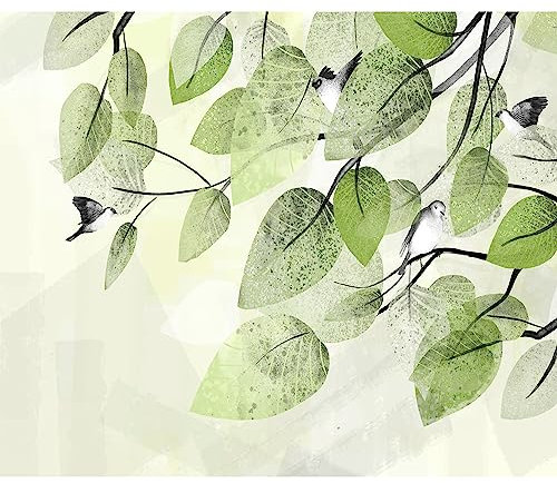murando - Vlies Fototapete Vogel am Ast 350x256cm - Foto Tapete Schlafzimmer Wohnzimmer Moderne Vliestapete XXL Wandtapete Motivtapeten 3d Effekt Wand Dekoration - Baum Ast Blätter Natur b-A-0908-a-b