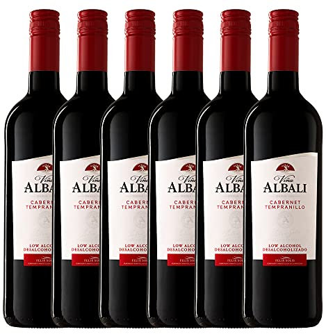 Viña Albali Tinto Cabernet Tempranillo Low Alcohol, Paquete de 6 x 750 ml - Total: 4500 ml