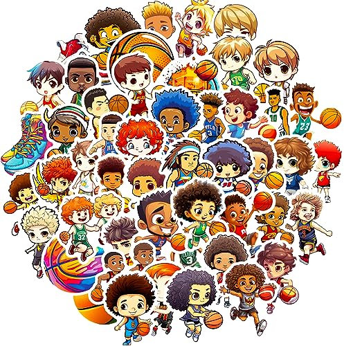50 Stück Basketball-Team Aufkleber Auto Laptop Telefon Gitarre Skateboard Motorrad Fahrrad Basketball-Team Stickers Set Vinyl Wasserdicht Aesthetic Aufkleber für Jugendliche Kinder Erwachsene