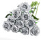 Nubry Künstlicher Seidenrosenstrauß, lebensechte künstliche Rosen für Hochzeit, Zuhause, Party, Dekoration, Event, Geschenk, 10 Stück (Silber)