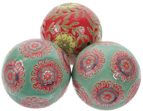 Ceramic Floating Balls - 6Cm Decorative Porcelain Spheres for Home Decor, Fish Tank, Bird Bath, Flower Pool, 3Pcs Assorted Color