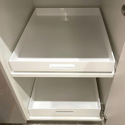 Viusneun Teleskopschublade - Ausziehbarer Schrank Organizer für Küchenschränke - Schubladen Aufbewahrungsregale - Acryl Multifunktional Schublade Kein Bohren erforderlich, 1 Stück Weiß (30*30*6cm)