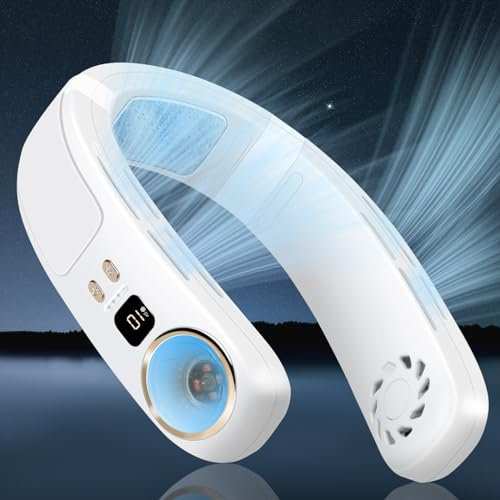 UOFON Neck Air Conditioner Portable Neck Fan Rechargeable Bladeless Neck Fans that Blow Cold Air Portable Personal Cooler with Cooling Plate Wearable Personal Fan for Travel Gifts for Women Men