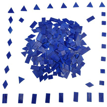 Lot de 220 carreaux de mosaïque en verre teinté pour loisirs créatifs et décoration d'intérieur - 4 formes mixtes - Carrés + diamant + triangle + rectangle - Bleu foncé