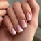 JUSTOTRY 24 Stück Gradient Nägel Zum Aufkleben Kurz,Beige Einfarbig Eckig Press on Nails Pattern,Glossy Kunstnägel Fake Nails Mittel,French Square Fingernägel Künstliche Nägel für Frauen
