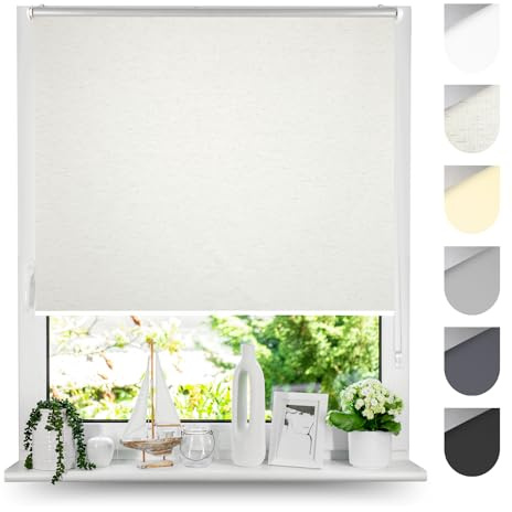 Tom'Shop Verdunkelungsrollo Klemmfix Ohne Bohren Sand 100cm x 150cm | Thermorollo Blackout Klemmrollo Fensterrollo Seitenzugrollo mit Klemmträger für Hitzeschutz Lichtschutz Sichtschutz