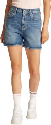 Tommy Jeans Damen Jeans Shorts Mom Short High Waist, Blau (Denim Medium), 29W