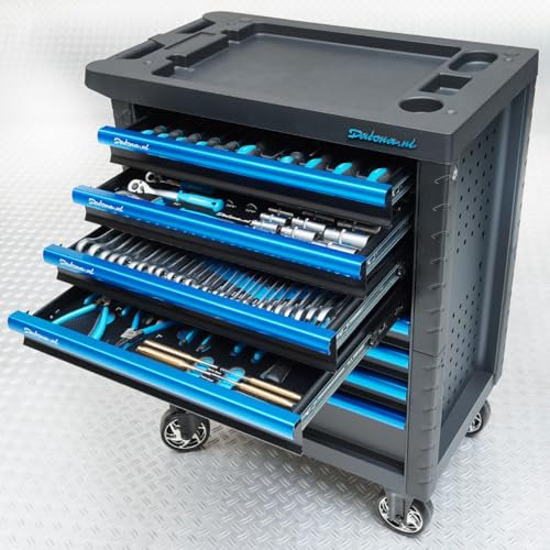 Datona Bestückter Werkzeugwagen 8 Schubladen – 6 Schubladen bestückt – 273-teiliges Set