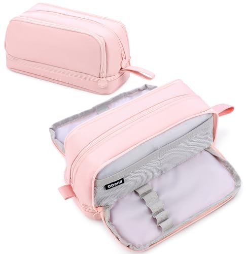 Eucomir Federmäppchen mit 4 Fächern Fassungsvermögen,Mädchen Jungen,Große Kapazität Pencil Case für Schule & Büro,Federmäppchen Für Kinder Junge Studenten Erwachsene Federtasche Mädchen, Helles Rosa