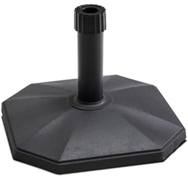 Acomoda Textil – Base de Sombrilla Ajustable, Estable y Resistente para Terraza, Jardín y Patio. Pie de Sombrilla con Adaptador Manejable para Parasol. (Resina Negro, 13,5 kg)