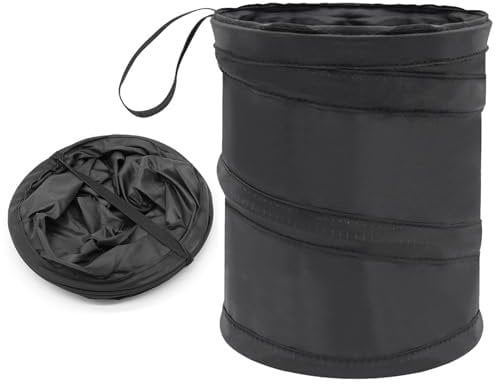 Lechisenop Car Bin Tidy Portable Collapsible Car Trash Can Waterproof Car Trash Bin Black Compact Mini Collapsible Car Bin Traveling Car Trash Can Hanging Car Rubbish Bin for Front/Back of Car