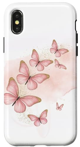Minimalistischer rosa Schmetterling | Girly Feminin Hülle für iPhone X/XS