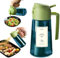 TrendPlain Pulverizador de Aceite Spray de Vidrio Azul 470ml - 2 en 1 Spray y Dispensador con Protección contra la Luz para Freidora de Aire, Ensaladas y Vinagre - Verde