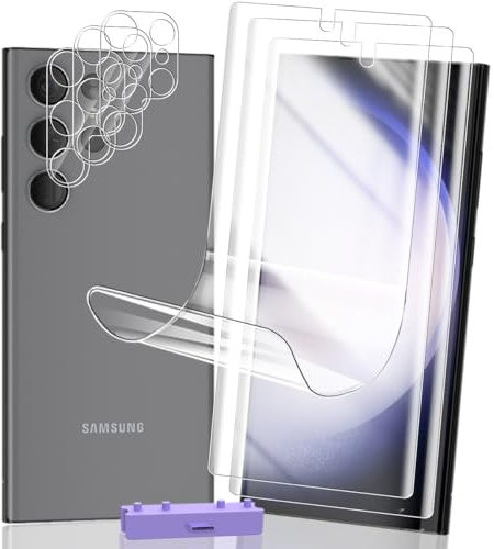 Rniidaaz 3+3 Piezas Protector de Pantalla para Samsung Galaxy S23 Ultra | HD Película TPU Full Cover, Incl. Kit de instalación, Cristal para Cámara 9H, Antiarañazos, Sensibilidad Táctil, Sin Burbujas
