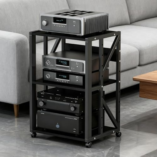SOFACHEN 2/3-stöckiges HiFi-Rack, AV-Regal, Center Schallplattenständer, Modernes Stereo-Receiver mit verstellbaren Einlegeböden, Home-Office-Theater-Küchen-Videoturm-Ausrüstung(Style 3)