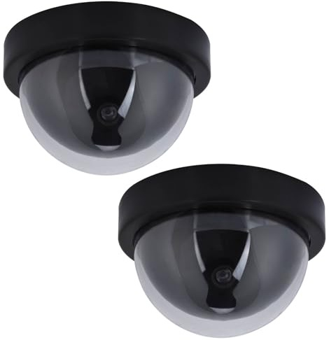 Kukyller Telecamera finta fittizia, 2 pezzi MR02Y CCTV di sorveglianza fittizia realistica per telecamera esca esterna con viti con luce LED