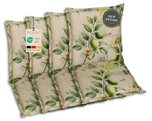 GO-DE Textil Bequeme und attraktive Polsterauflagen für Niederlehner-Gartenstühle (4er-Set, Lemon Sand, Niederlehner)