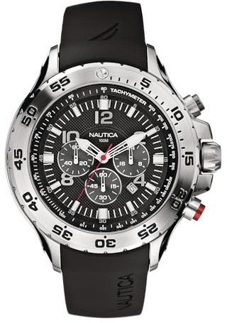 Nautica Men's N14536 NST Stainless Steel Watch with Black Resin Band