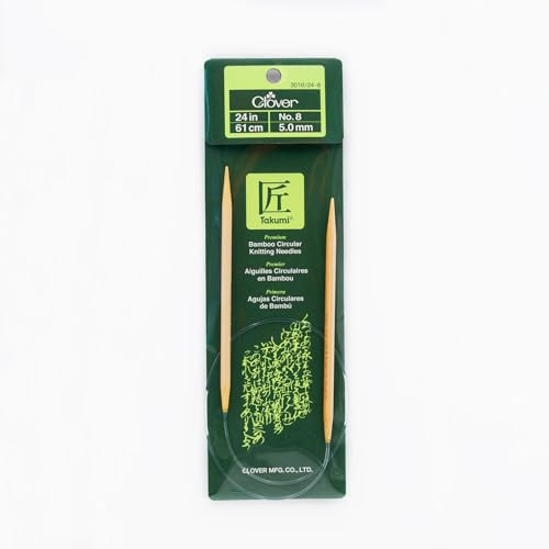 Clover 3016/24-8 Takumi Bamboo Circular 24-Inch Knitting Needles, Size 8