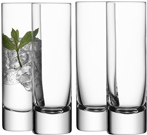 LSA International Bar Long Drink Glass 250 ml Clear | Set of 4 | Mouthblown and Handmade Glass | BR09