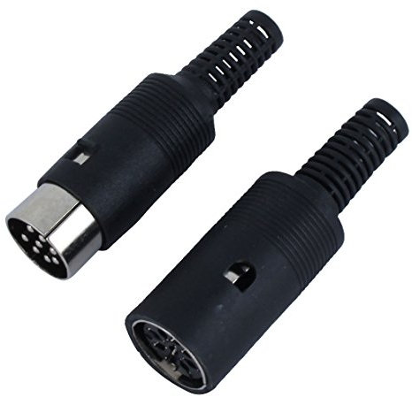 sourcing map Pair Black DIN 8 Pin Female + Male Plug Socket Audio AV Connector