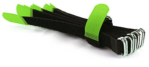 10 x Klettkabelbinder DS Metallöse - Klett/Flausch auf UNTERSCHIEDLICHEN SEITEN! - 20 cm grün