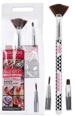 Bourjois Multi-Brush Nail Art Set For Women 3 Pc Fan Brush, Shader Brush, Liner Brush