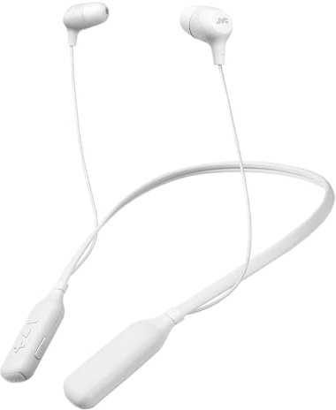 JVC Marshmallow Wireless Bluetooth Sports In Ear Headphones Earphones with Neckband, Built-In Mic and Remote and Comfortable Earbuds, White